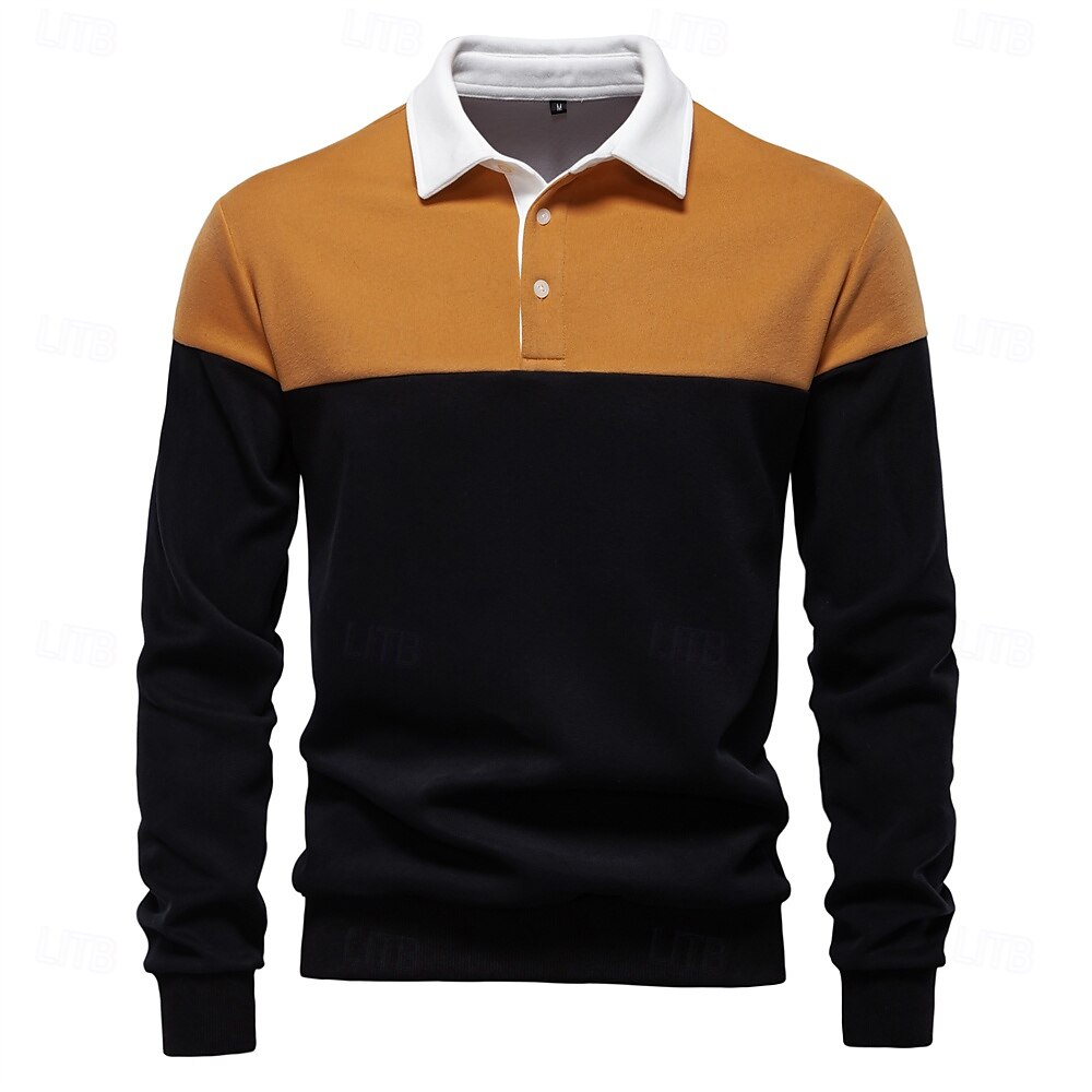 Herr Polo sweatshirt Gul Armégrön Rubinrött Blå Grön Kavajslag Färgblock Ledigt Dagligen Sport Ledigt Vår & Höst Kläder Pull Tröjor Långärmad 2025 - $25.99 –P25