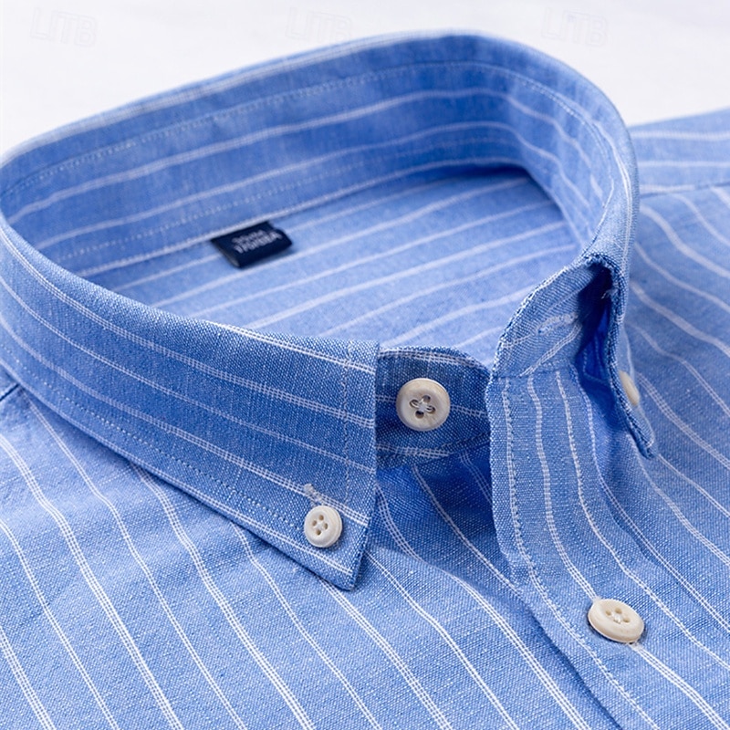 Per uomo camicia di lino Camicie Camicia abbottonata Resistente alle rughe Camicia a quadri Liscio Matrimonio Esterno Blu chiaro Bianco Blu marino Marrone Manica lunga Estate Primavera Abbigliamento del 2025 a $32.99 –P6