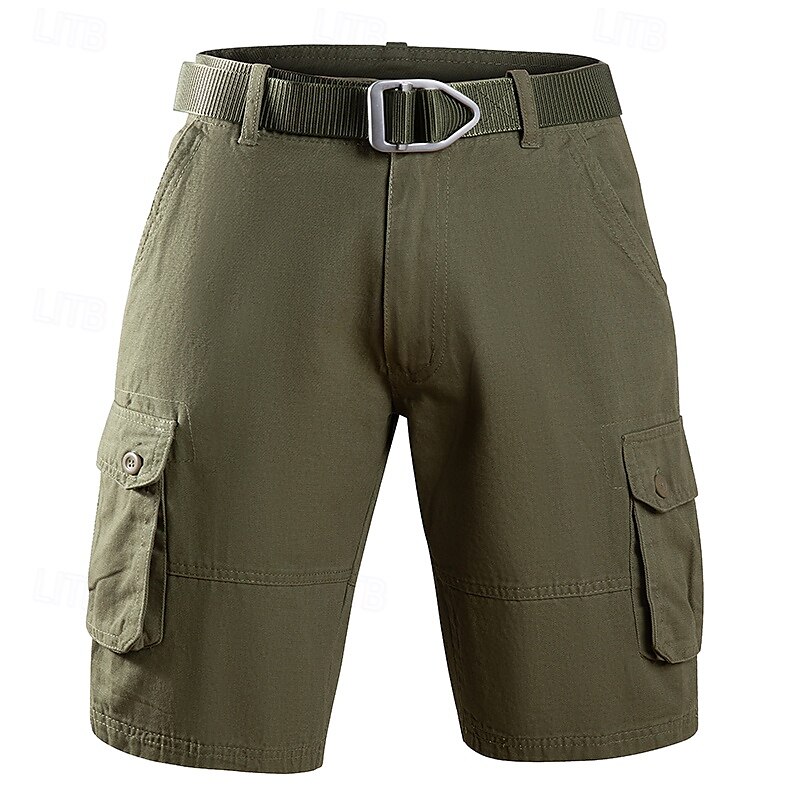Herren Cargo Shorts Kurze Hosen Shorts Kurze Hosen Sommer-Shorts Knopf Multi Pocket Glatt Komfort tragbar Knielänge Outdoor Sport Täglich Modisch Brautkleider schlicht Schwarz Khaki 2025 - $18.99 –P3