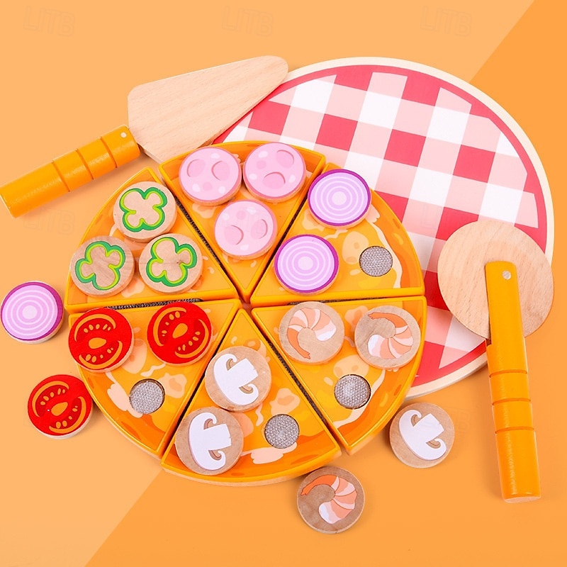 lasten koulutus käytännön pizzasimulaatiolelut puinen simulaatio leikkitalo sienipizza leikattu ja leikkilelut 2025 - $31.99 –P4