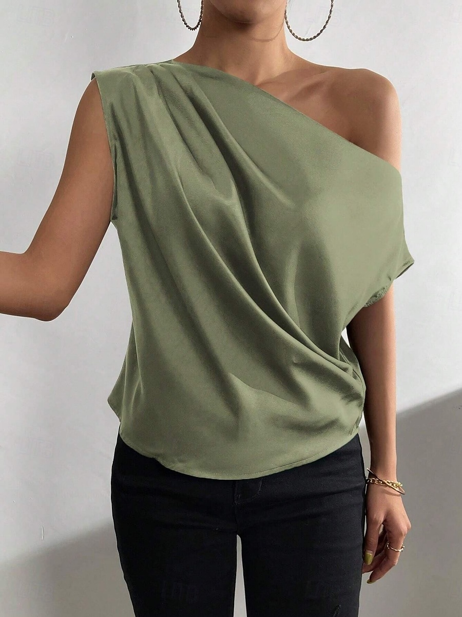 Women's Camisole Tank Top Solid Color Casual Sleeveless Crew Neck Regular Tops Daily Print Grass Green Green Beige Summer Spring 2025 - $25.99 –P9