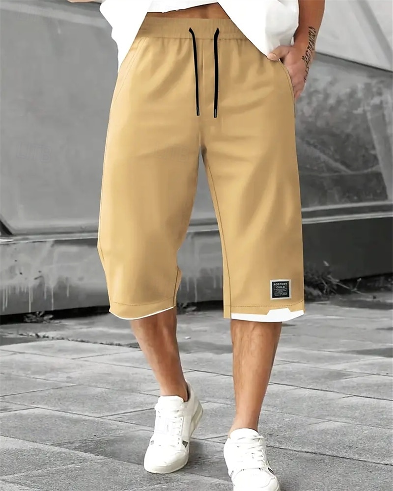 Voor heren Zomer korte broeken Caprishorts Casual korte broek Zak Trekkoord Elastische taille Effen Comfort Ademend Kuitlengte Buiten Vakantie Sport Casual Zwart Leger Groen 2026 - $18.99 –P1