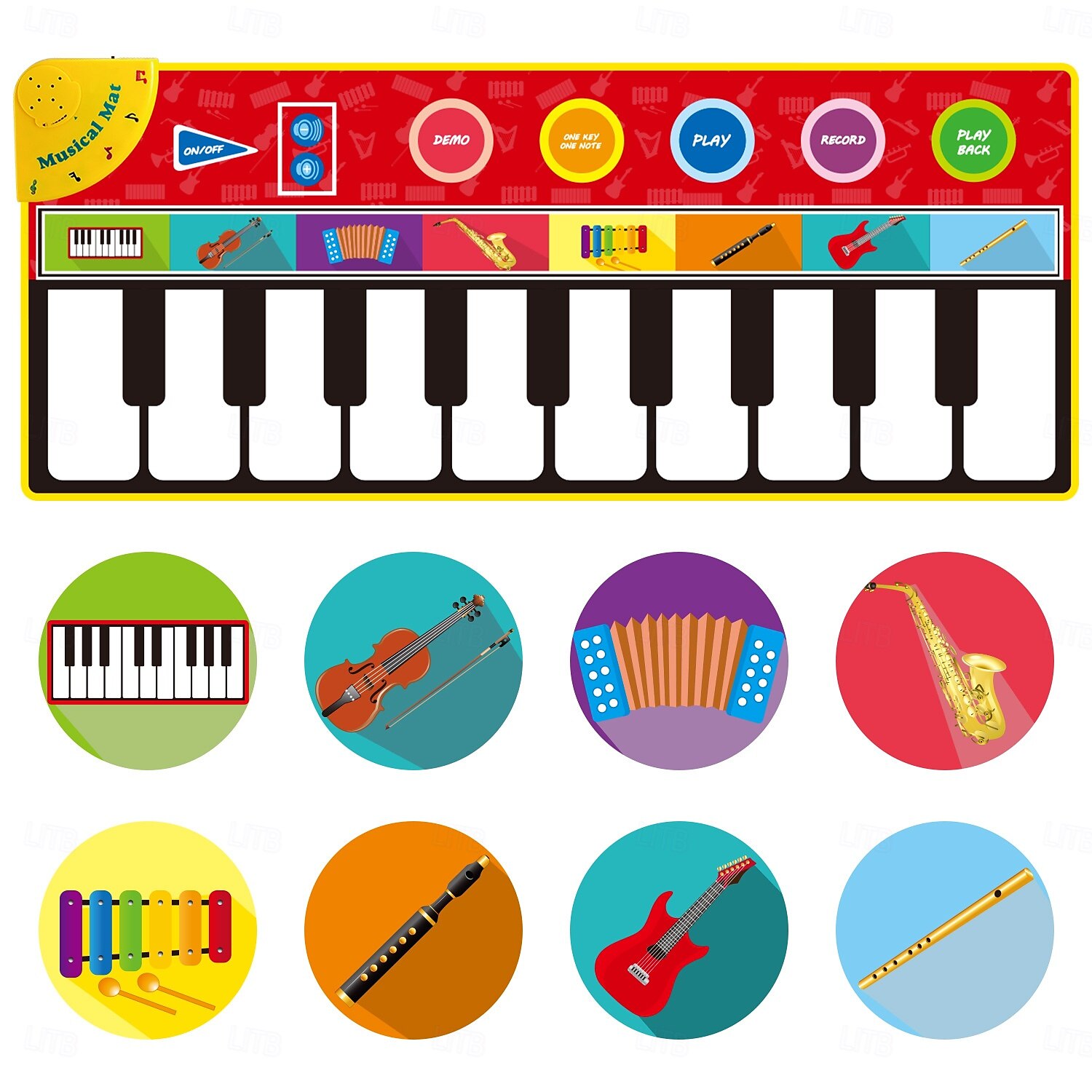 flerfarget interaktivt gulvpianotastatur - musikalsk matte, teppeteppe i polyesterdyrdesign, leker, berøring 2025 - $44.99 –P3