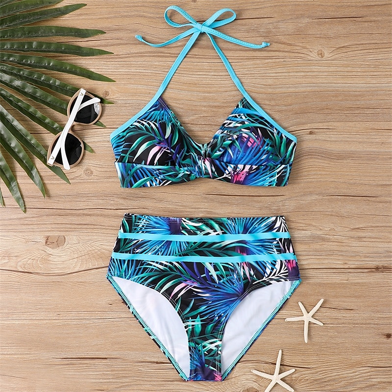 Dam Tankini Tvådelad baddräkt Volang Badkläder Badkläder Blå Guld Andningsfunktion Snabb tork Lättvikt Ärmlös - Simmning Surfing Strand Sommar Vår 2025 - $21.99 –P9