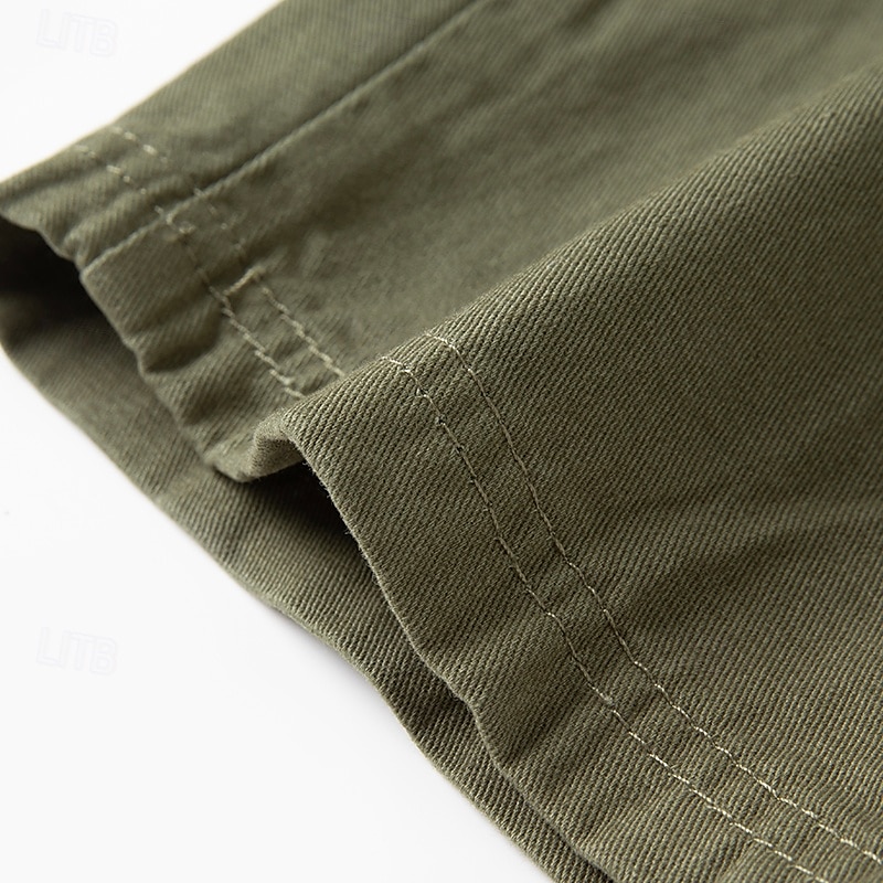 Herren Cargo Shorts Kurze Hosen Shorts Kurze Hosen Sommer-Shorts Knopf Multi Pocket Glatt Komfort tragbar Knielänge Outdoor Sport Täglich Modisch Brautkleider schlicht Schwarz Khaki 2025 - $18.99 –P11