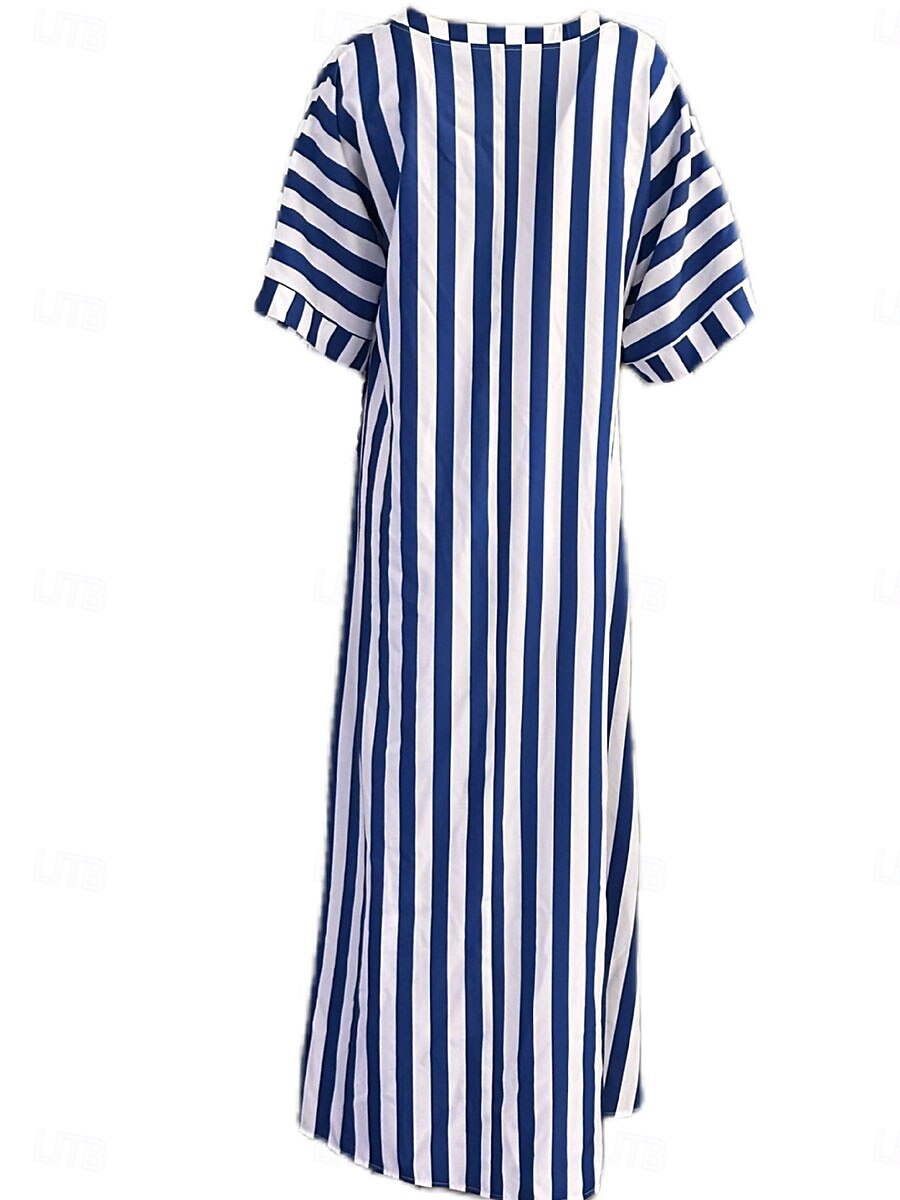 Women's Maxi Dress Shift Dress Work Dresses Casual Vacation Work Casual Loose  Fit Graphic Short Sleeve V Neck Black Red Blue Summer Spring 2026 - 32.99