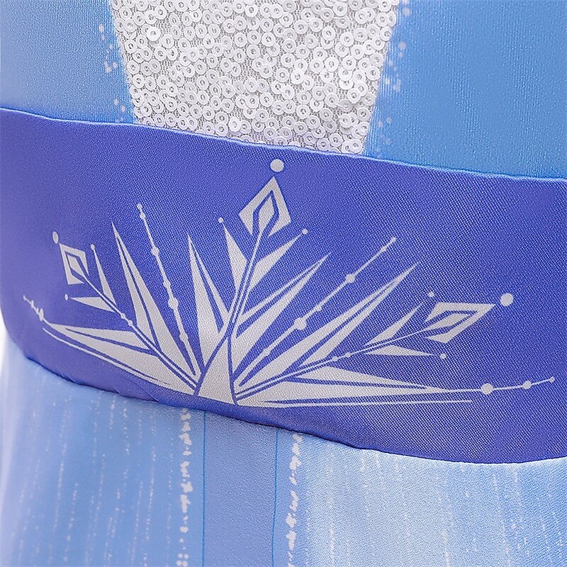 Kids Girls' Dress Graphic Short Sleeve Performance Party Sequins Patchwork Adorable Costume Polyester Midi Casual Dress A Line Dress Spring Fall 4 years+ Blue 2025 - $28.99 –P10