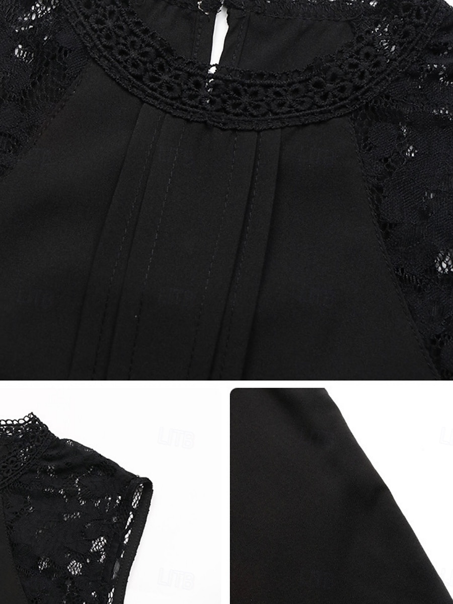 Women's Camisole Tank Top Solid Color Casual Sleeveless Turtleneck Regular Tops Daily Lace Patchwork Navy Blue Green Gray Summer 2025 - $27.99 –P13