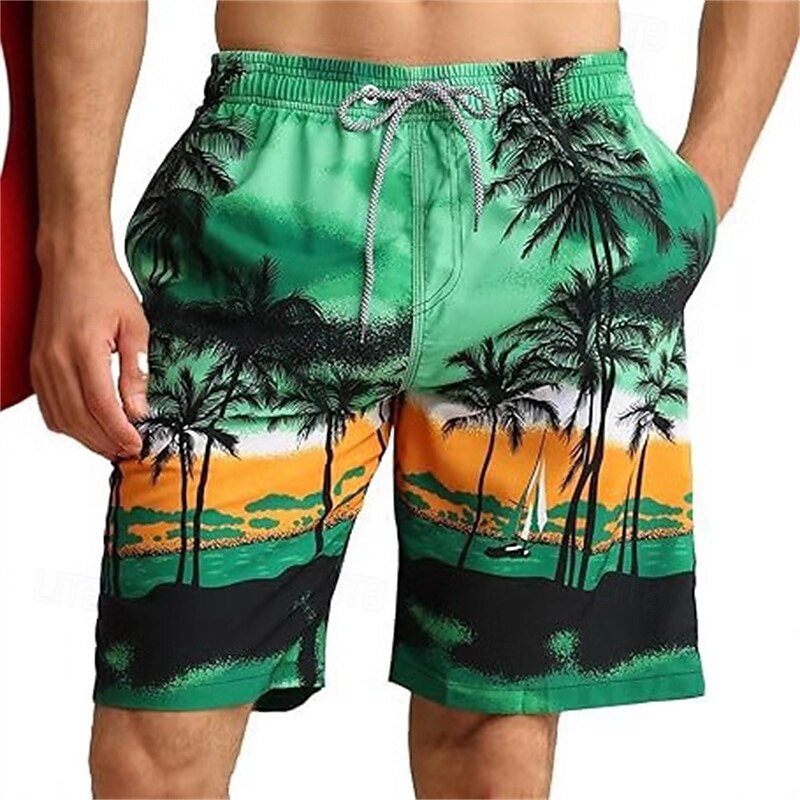 Homens Calção Justo de Natação Shorts de Natação Tecido elástico de 4 vias Bermuda de Surf Calças Com Cordão Com bolsos Natação Surfe Praia Esportes Aquáticos Tropical Estampado Verão Primavera de 2025 por $12.99 –P1