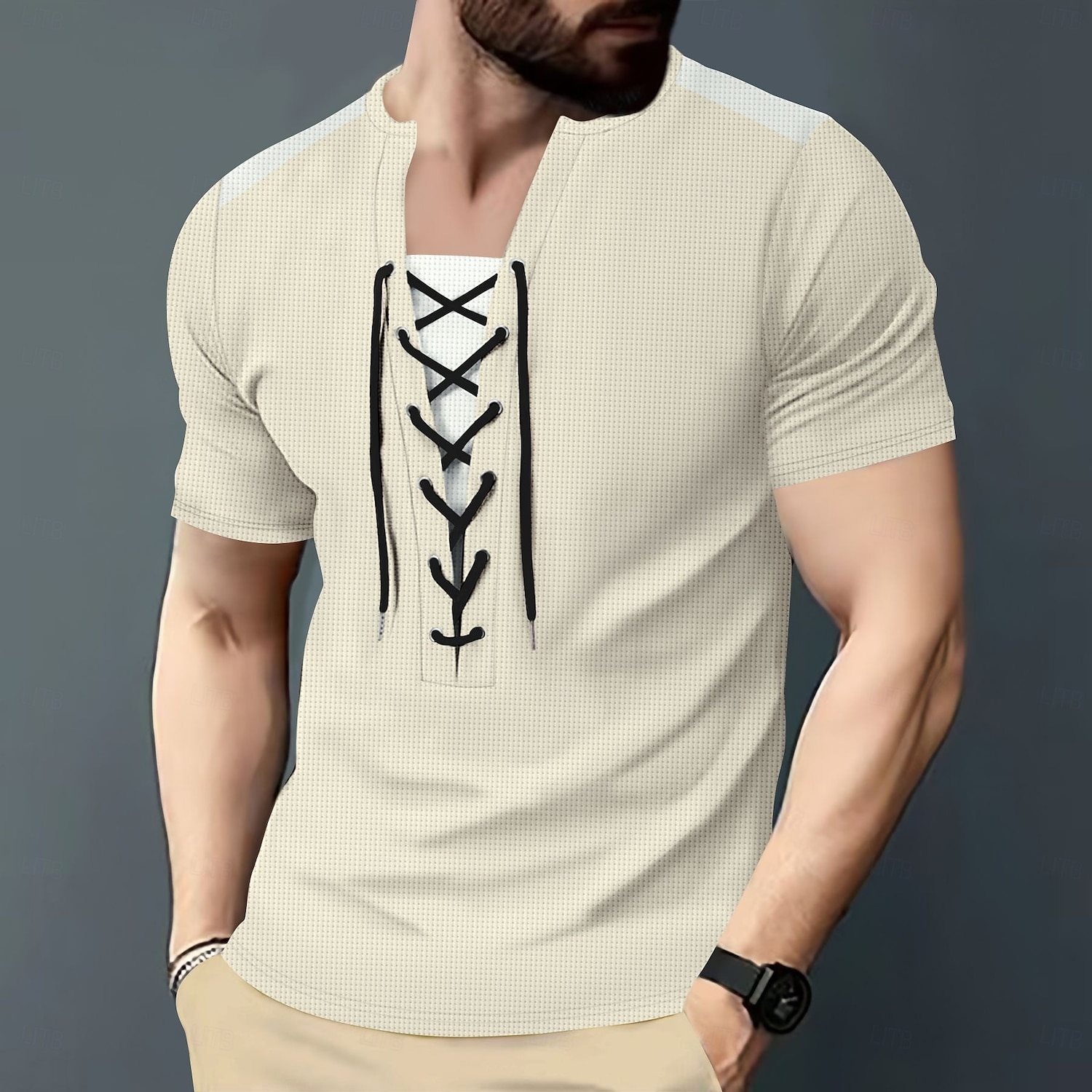 Men's Henley Shirt Tee Short Sleeve Shirt Tee Top Short Sleeve Crewneck Summer Color Block Solid / Plain Color Fashion Designer Fashion Vacation Street Going out Wine Black White Top Tee for Men 2025 - $20.99 –P8