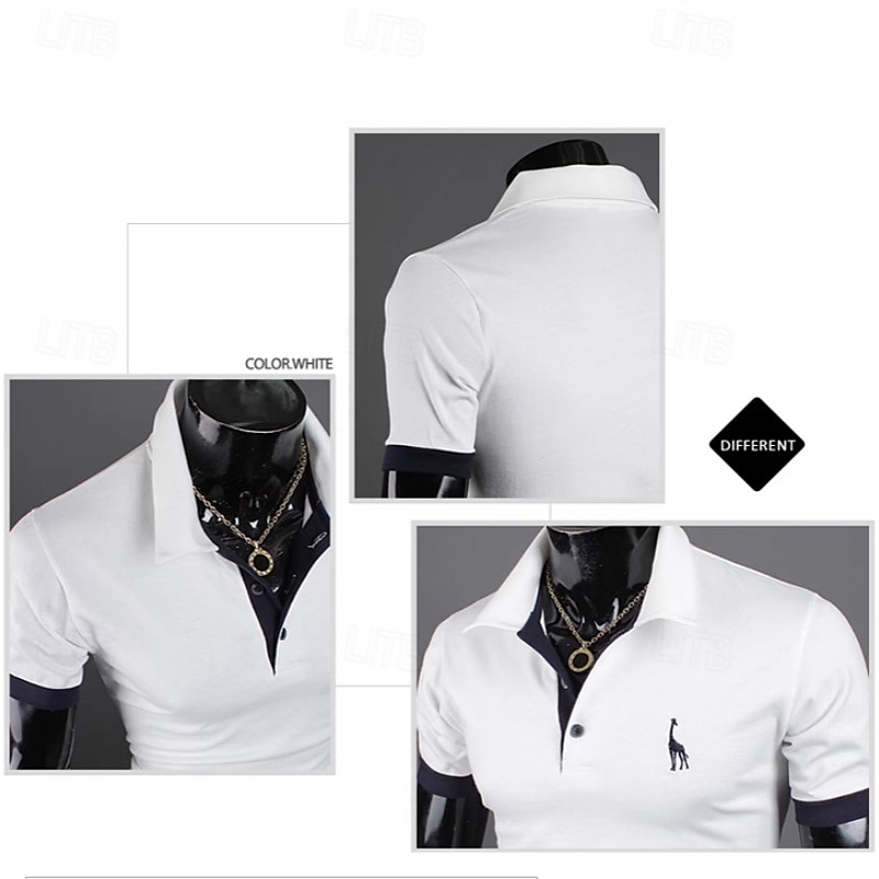 Per uomo Polo Camicia da golf Golf Informale Sport Classico Manica corta Essenziale Color Block Cervo Pulsante frontale Estate Primavera Standard Marrone Scuro Grigio scuro Nero Bianco Giallo Borgogna del 2025 a $12.99 –P10
