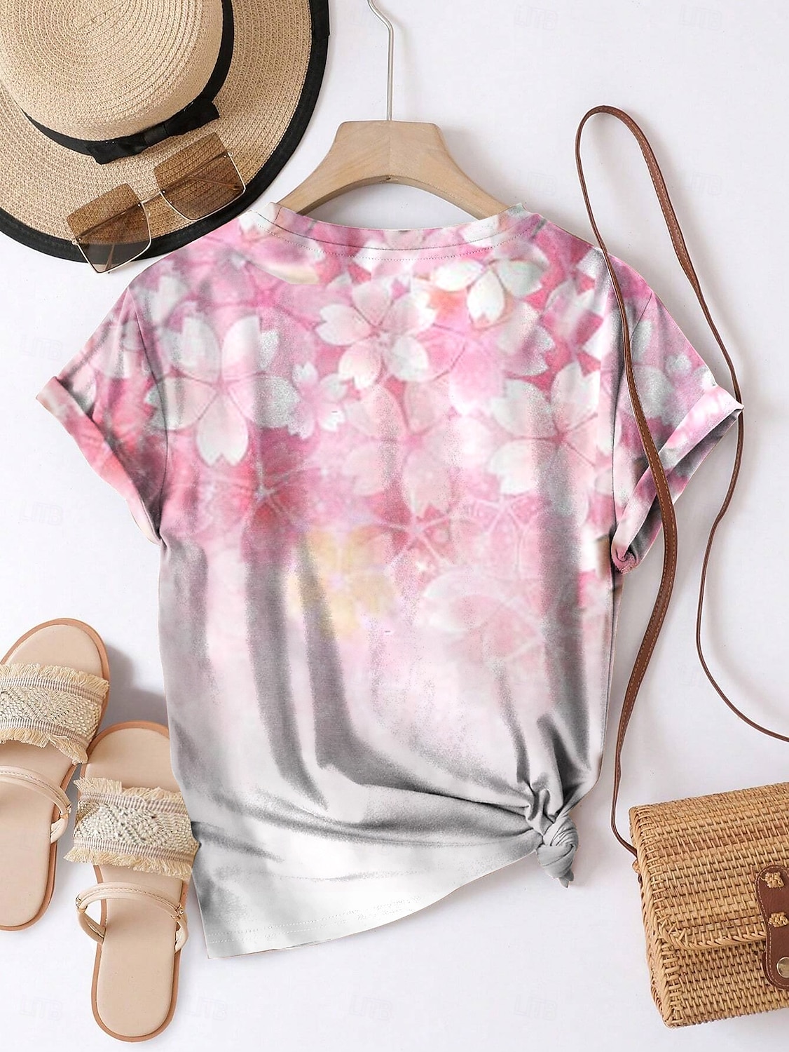 Women's T Shirt Floral Casual Short Sleeve Round Neck Regular Tops Daily Print Pink Summer 2025 - $19.99 –P3