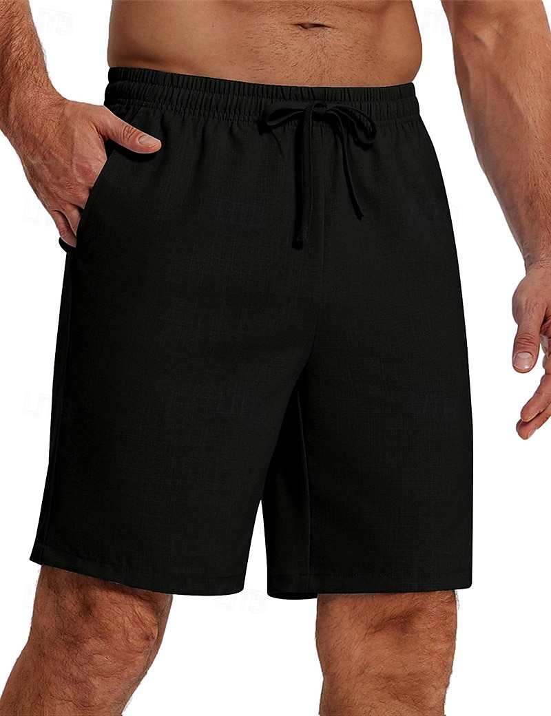 Per uomo Shorts Shorts di Lino Pantaloncini Estivi Shorts da Spiaggia Coulisse Elastico in vita Gamba Dritta Semplice Traspirante Lunghezza al ginocchio Yoga Quotidiano Spiaggia Moda Athleisure Nero del 2026 a $18.99 –P3