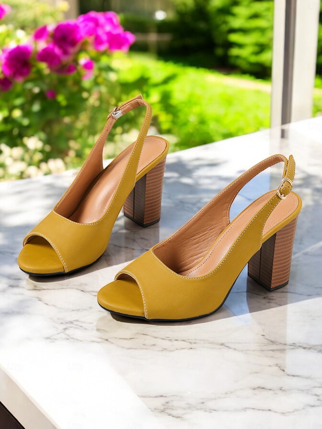női slingback sarkú, tömbsarkú – elegáns nyári szandál alkalmi és formális alkalmakra 2025 - $42.99 –P1
