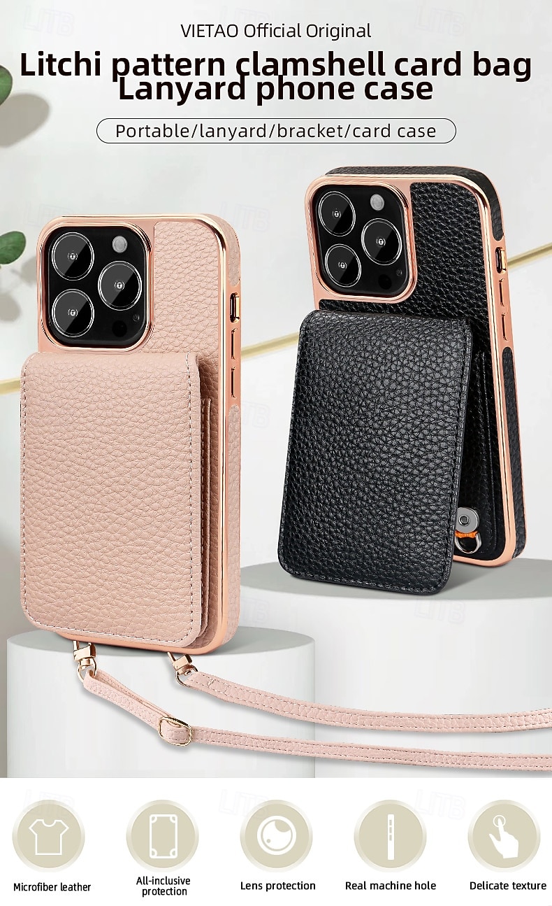 телефон Кейс для Назначение iPhone i16 15 14 Pro Max Plus 13 Pro Max Кейс на заднюю панель со стендом Магнитный с ремешком Ретро Покрытие Кожа PU 2025 - $26.99 –P1