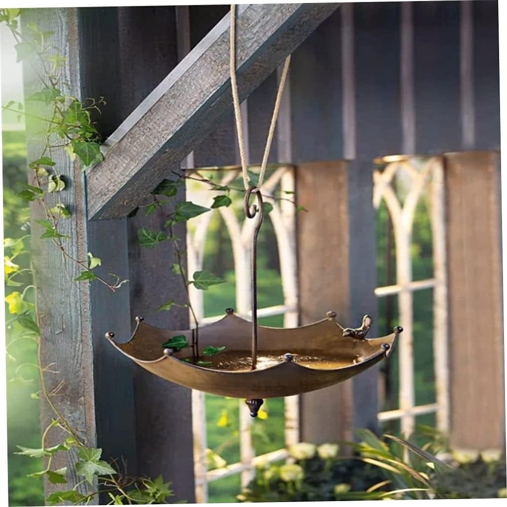 Umbrella-Shaped Bird Trough,Hanging Bird Feeder Tray for Outdoors Metal Bird Bath Pond or Drinker Metal Wild Bird Feeder for Outside Hanging Seed Platform 2025 - $18.99 –P5