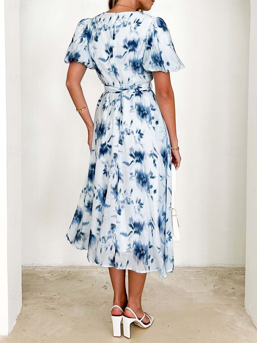 Retro Vintage 1950s Midi Dress Wrap Dress Flare Dress Puff Sleeve Floral A-Line V Neck Women's Masquerade Wedding Vacation Tea Party Adults' Dress 2025 - $24.99 –P2