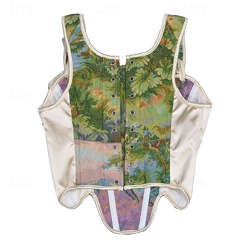 Retró Középkori Reneszánsz Fűző Prsluk Bustier Jacquardszövet Olajfestmény Jelmez Női Kelta Fantasy királyi Mindszentek napja Farsang Parti Alkalmi / Napi LARP Felnőttek Fűző 2025 - $40.99 –P2