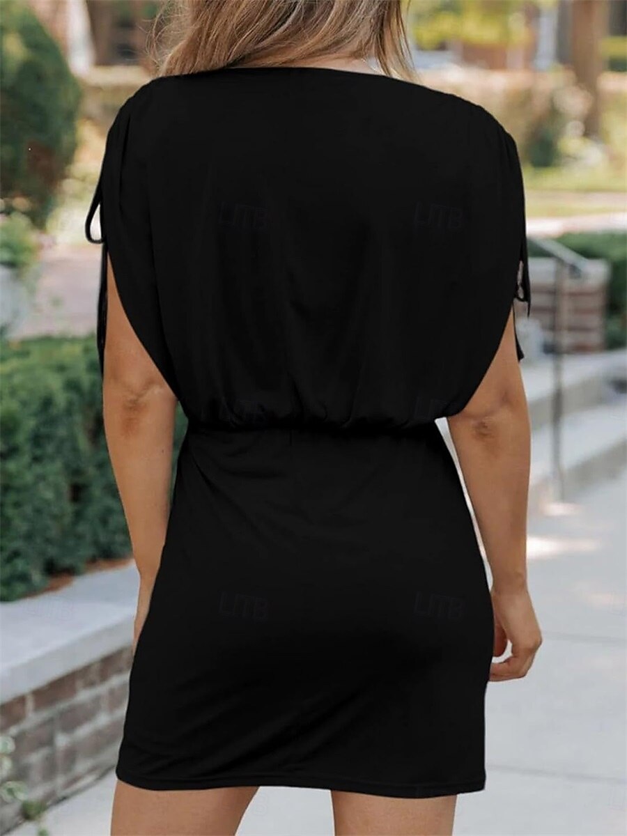 Women's Mini Dress T Shirt Dress Tee Dress A Line Dress Solid Color Casual Vacation Casual Daily Regular Fit Graphic Short Sleeve Crew Neck Black Red Navy Blue Green Summer 2025 - $23.99 –P4