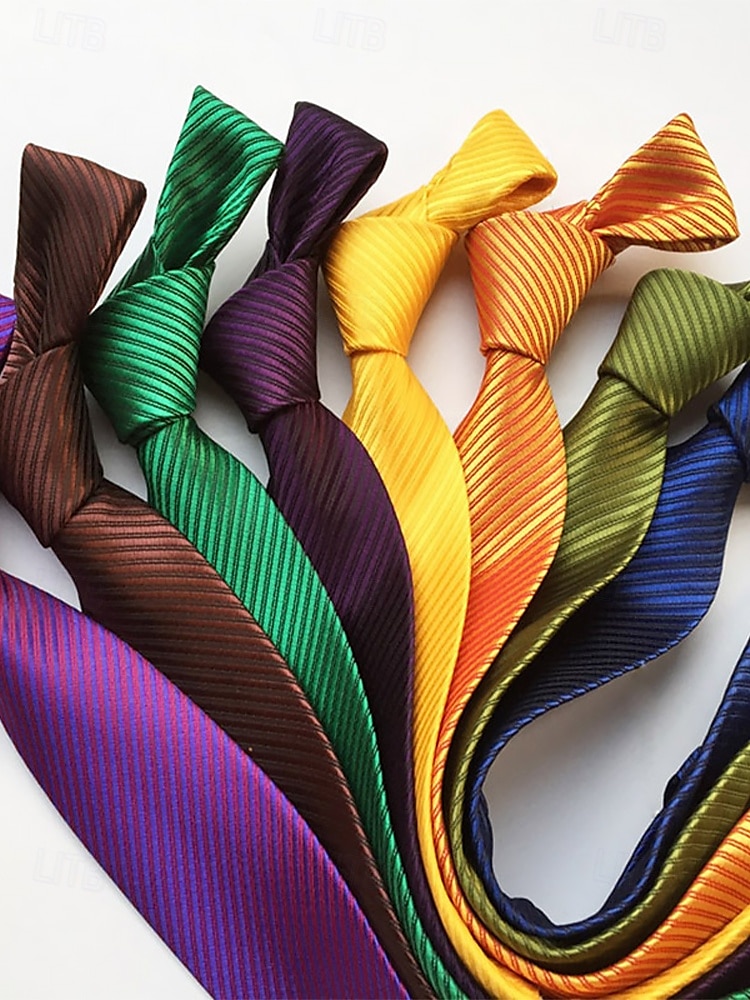 Men's striped satin tie, a variety of colors to meet different matching needs, suitable for business, wedding and formal events elegant and fashionable tie 2025 - $11.99 –P1
