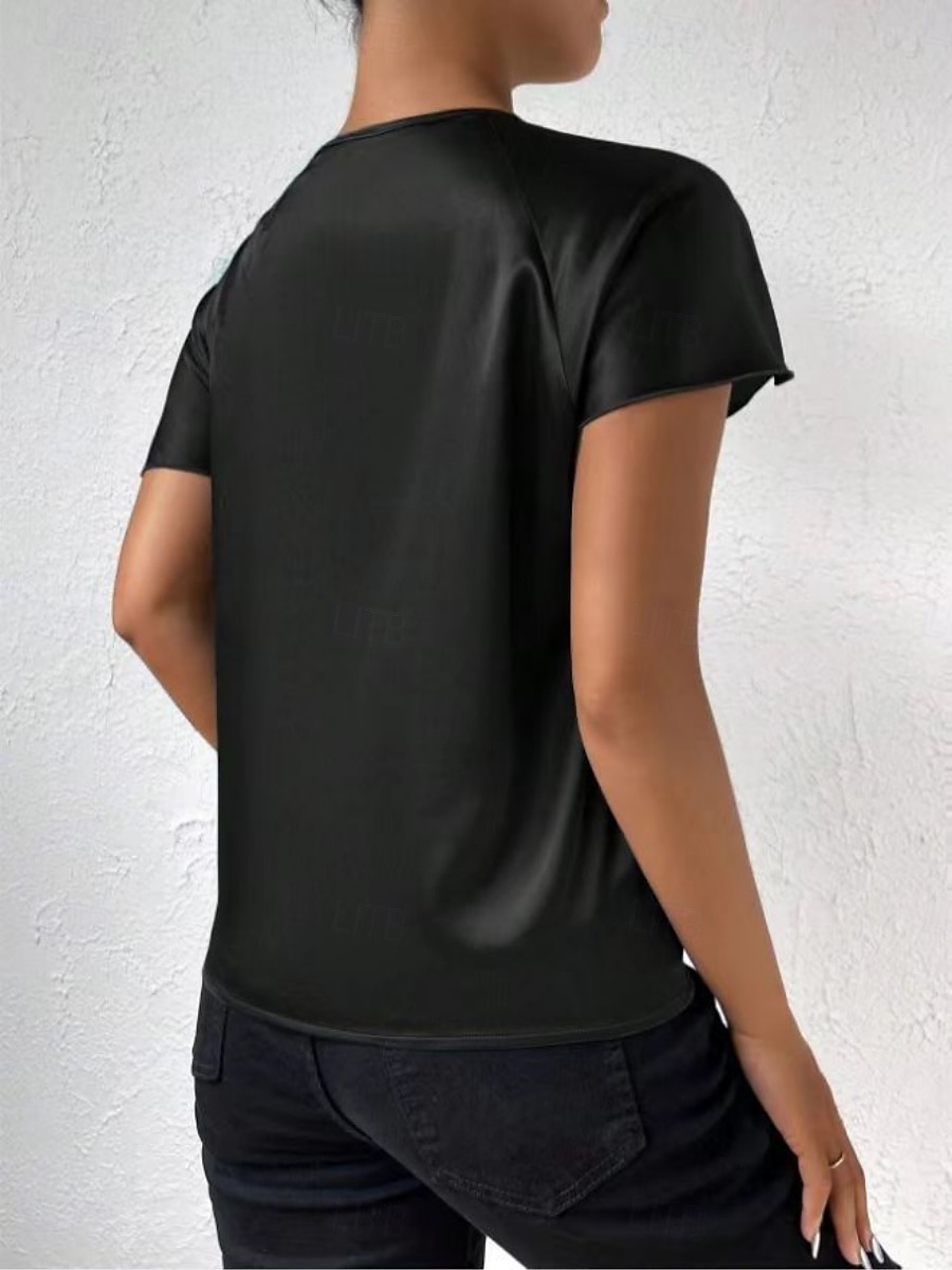 Kvinnes Camisole Tank Top Ensfarget Elegant Stilren Kortermet V U-ring Regular Topper Bryllupsgjest Arbeid Svart Rosa Marineblå Grønn Khaki Sommer Vår 2025 - $19.99 –P18