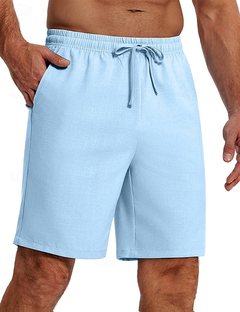 Per uomo Shorts Shorts di Lino Pantaloncini Estivi Shorts da Spiaggia Coulisse Elastico in vita Gamba Dritta Semplice Traspirante Lunghezza al ginocchio Yoga Quotidiano Spiaggia Moda Athleisure Nero del 2026 a $18.99 –P5