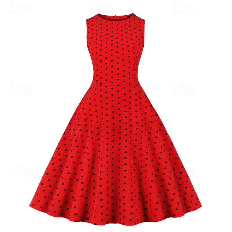 Retro 50. léta Rockabilly Šaty Houpací šaty Puntíky Dámské Karneval Plesová maškaráda Denní nošení loučení se svobodou nevěsty Dospělé Šaty Šaty pro návrat domů 2025 - $23.99 –P2