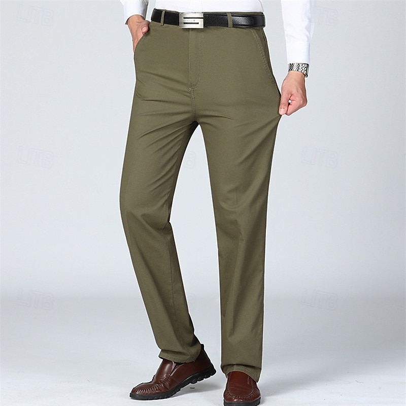 Herren Anzughosen Hose Hosen Chinesisch Chino Knopf Tasche Glatt Komfort Formal Party Arbeit Modisch Klassicher Stil Cachi scuro Hellkaki Mikro-elastisch 2025 - AU $33.49 –P14