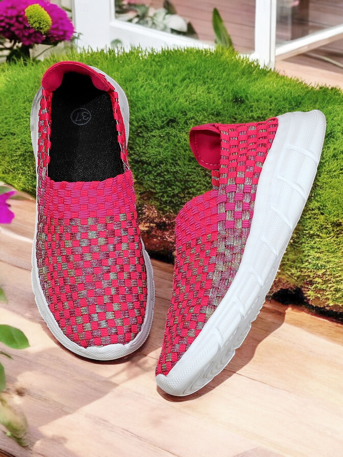 2025年 女性用スリッポンスニーカー - 通気性のある織りデザインと快適なソールで、春夏のカジュアルなお出かけに最適です。  コレクション – $32.99 –P6