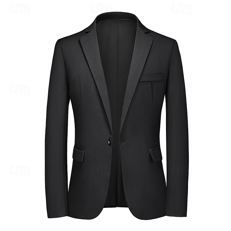 Herre Blazer Virksomhet Cocktailfest Bryllupsfest Mote Fritid Vår Høst Lin عادي Knapper Lomme Bekvem Enkeltkneppet Blazer Svart Gul Navyblå Himmelblå 2025 - $58.99 –P11