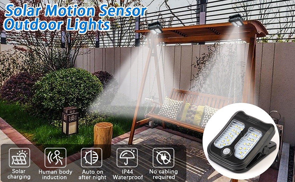 2025年 蚊よけ機能付きソーラー式スマートモーションセンサーライト、明るさ調節可能、屋外の庭、パティオ、公園に最適な省エネライト  コレクション – $16.49 –P1