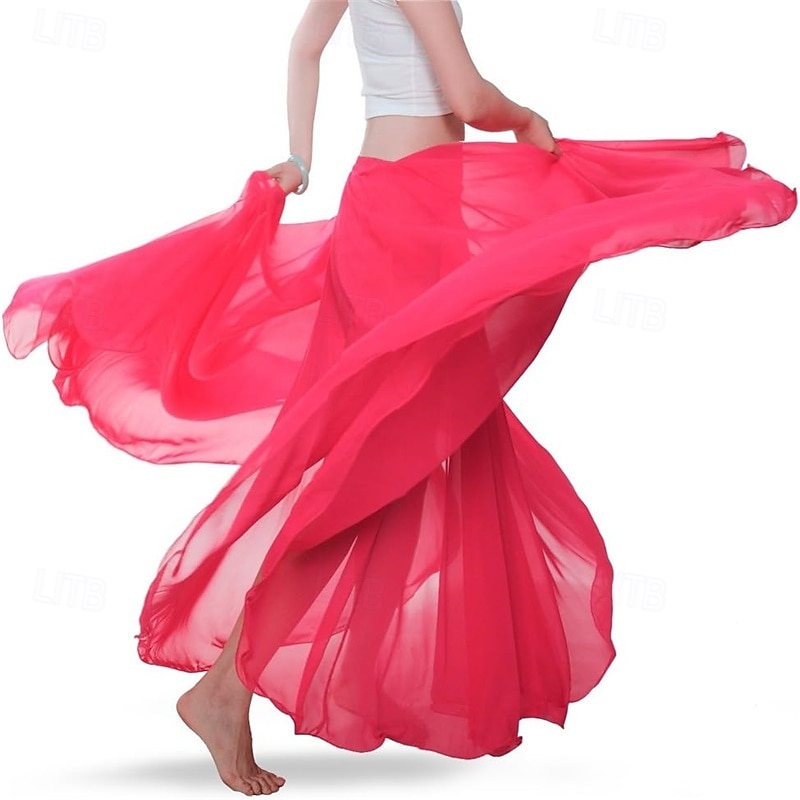 Chiffon Belly Dance Skirt for Women Belly Dancing Costume Outfit Tribal Maxi Full Skirts Solid Color Skirt Voile 2026 - $49.99 –P14
