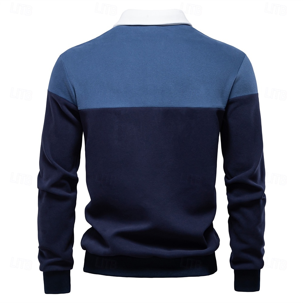 Herr Polo sweatshirt Gul Armégrön Rubinrött Blå Grön Kavajslag Färgblock Ledigt Dagligen Sport Ledigt Vår & Höst Kläder Pull Tröjor Långärmad 2025 - $25.99 –P58
