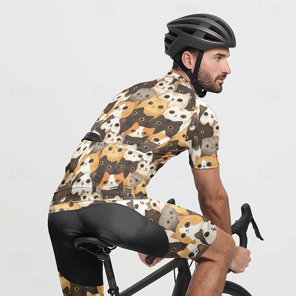 Ανδρικά Φανέλα και σορτς ποδηλασίας Γάτα Κοντομάνικο Ποδήλατο Ρούχα σύνολα με 3 πίσω τσέπες Ποδηλασία Βουνού Ποδηλασία Δρόμου Μποστινό Φερμουάρ Σκούπισμα ιδρώτα Άνετο Αναπνέει Αθλητισμός 2025 - AU $77.55 –P17