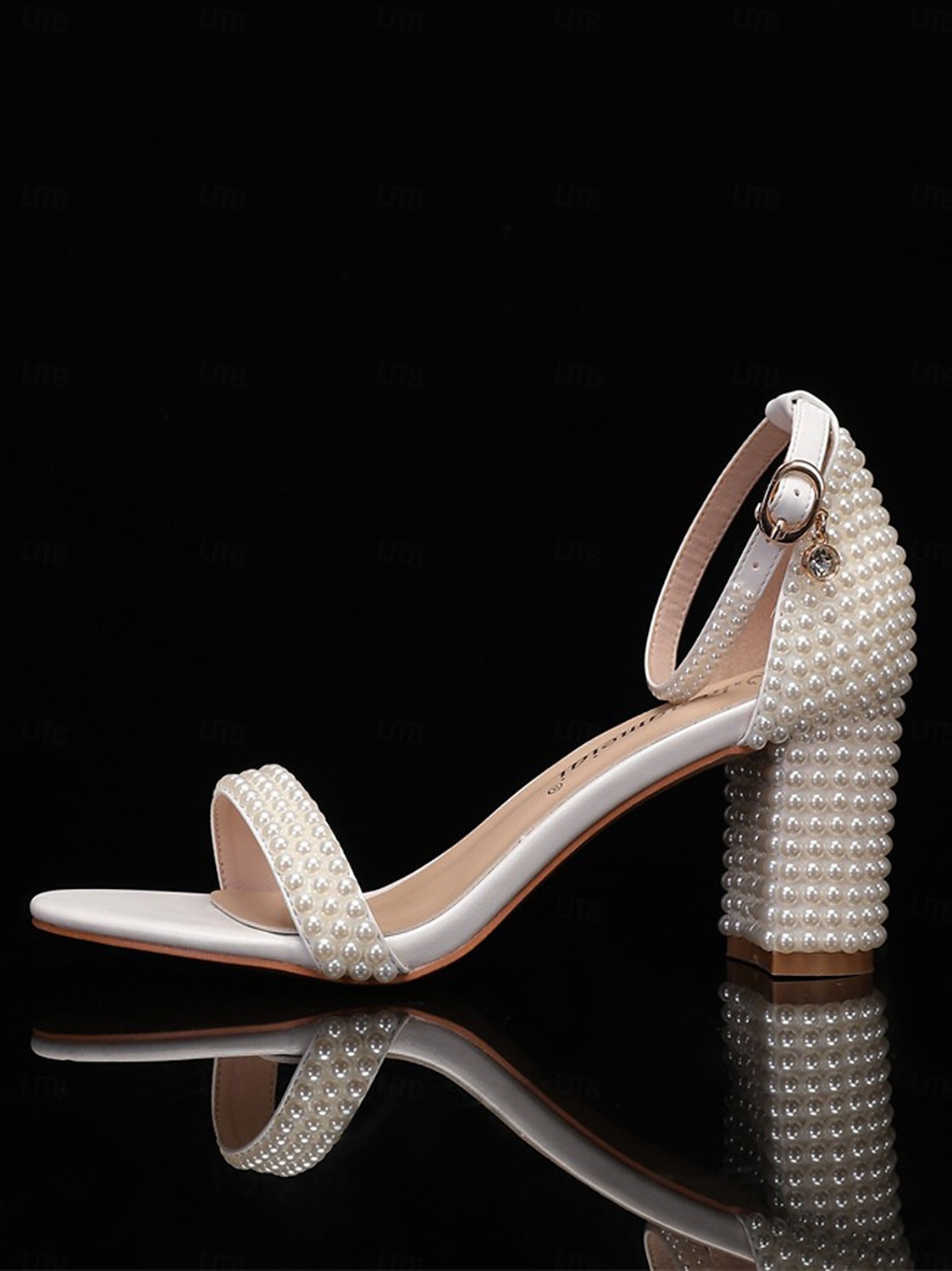 sandales à talons compensés ornées de perles – talons élégants à bout ouvert et bride à la cheville pour femmes pour mariages et événements formels de 2025 ? $59.99 –P1