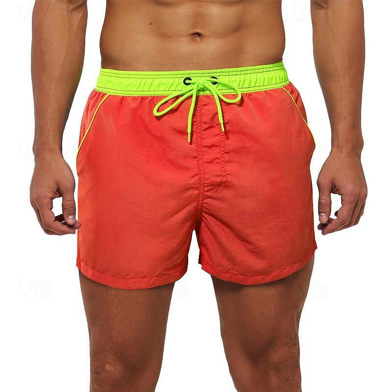 Homens Calção Justo de Natação Shorts de Natação Bermuda de Surf Calças Com Cordão Com bolsos Natação Surfe Praia Esportes Aquáticos Retalhos Cor Sólida Verão Primavera de 2025 por $25.99 –P18
