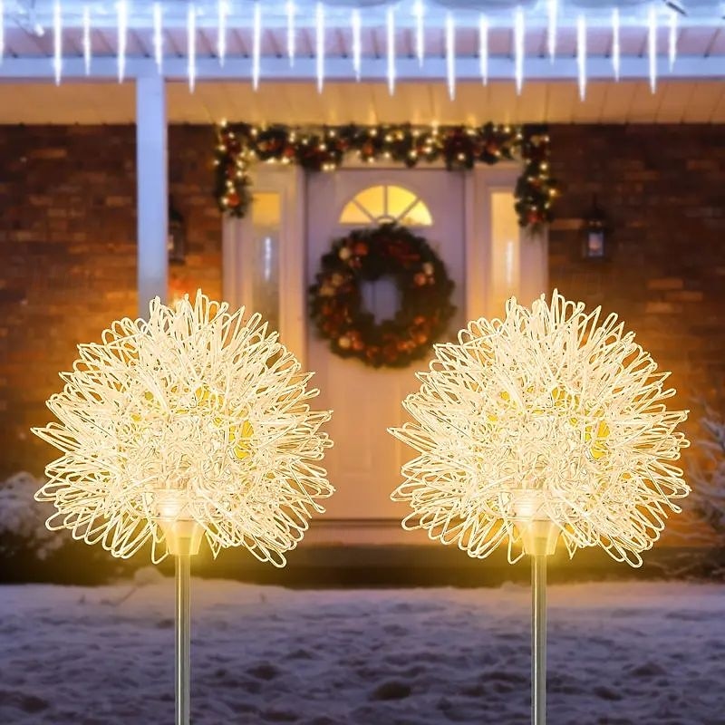 2pcs Outdoor Solar Dandelion Aluminum Ball Garden Light LED Landscape Light No Wiring Required for Courtyard Pathway Terrace Flower Bed Camping Holiday Party Decoration 2025 - $32.99 –P6