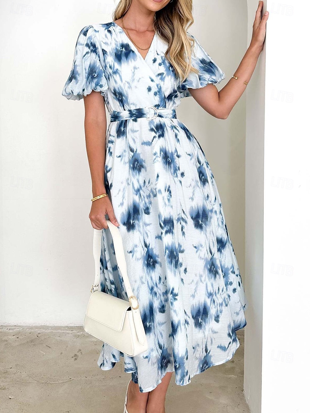 Retro Vintage 1950s Midi Dress Wrap Dress Flare Dress Puff Sleeve Floral A-Line V Neck Women's Masquerade Wedding Vacation Tea Party Adults' Dress 2025 - $24.99 –P3