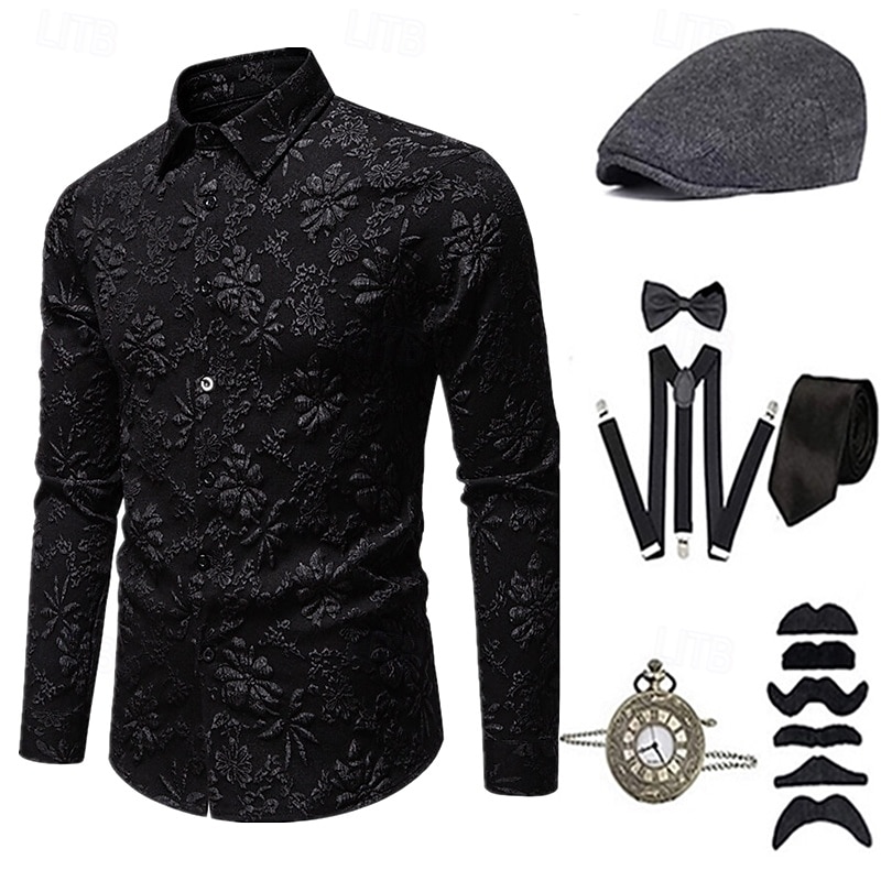 1920er Vintage inspiriert Der große Gatsby Partykostüm Zubehörset Umlegekragen Kostüm Herren Halloween Party & Abend Alltagstauglich Erwachsene Bluse Hut Ganzjahres 2025 - $46.99 –P6