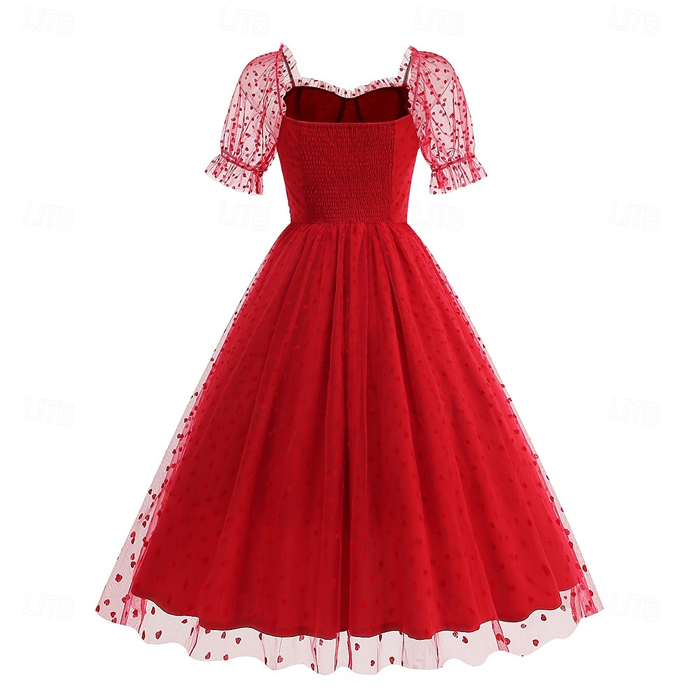 Anni 1950 Retrò Vintage Lunghezza al ginocchio Vestito Abito da tè Abito Swing Cuore Aderente & Svasato Altalena a dondolo Costume Per donna Natale Carnevale Capodanno Ritorno a casa Casual del 2026 a $40.99 –P15