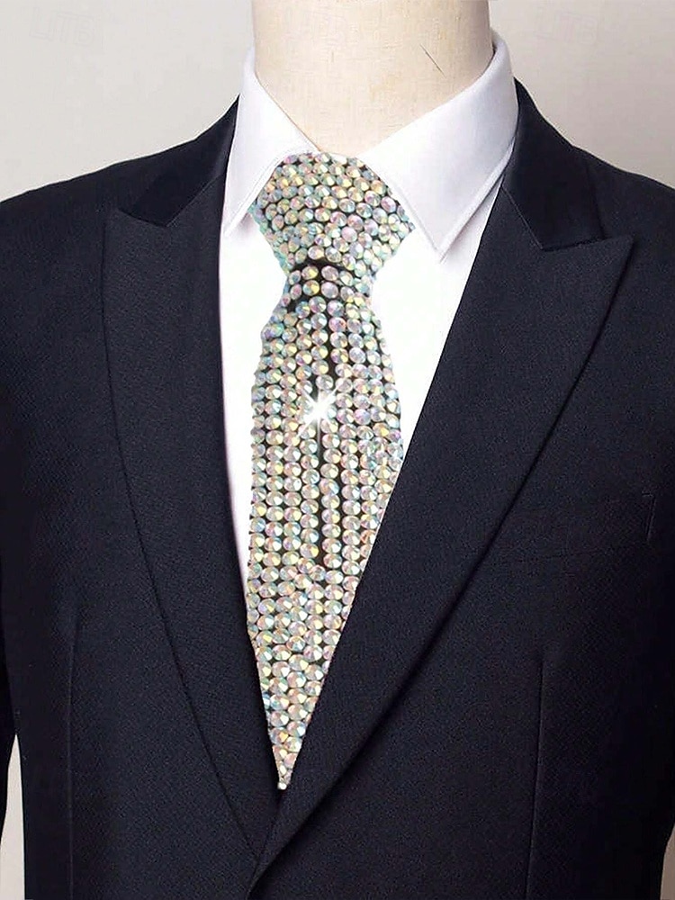 cravate style diamant en strass pour hommes et femmes – détail étincelant en faux diamant pour événements officiels, fêtes et occasions spéciales de 2025 ? $14.99 –P1