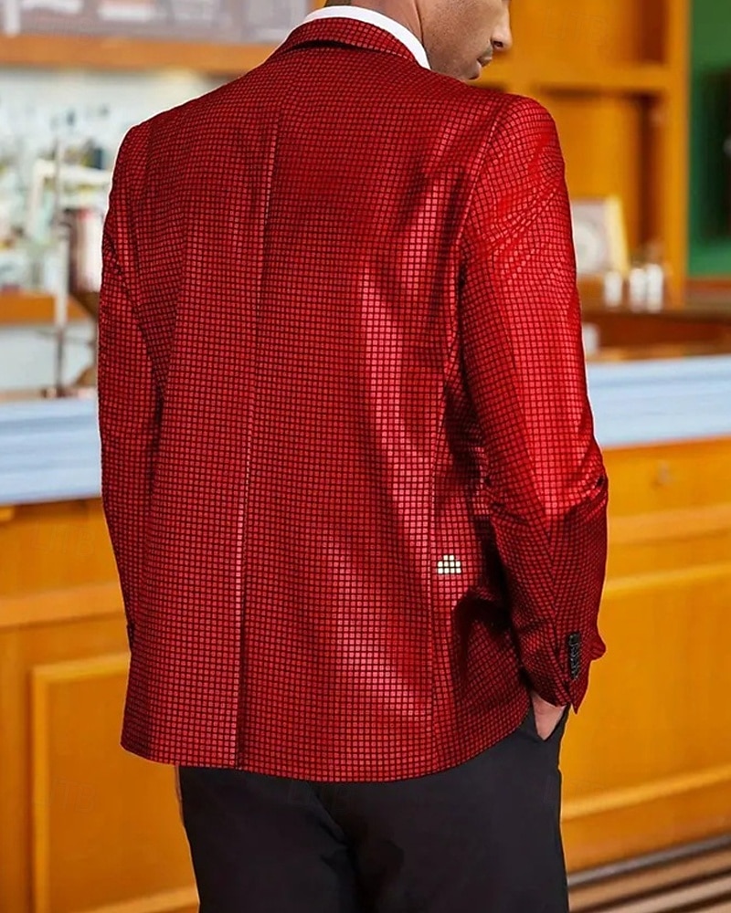 Pánské Blejzr Výkon Podium Svatebnívečírek Vinobraní Módní Jaro Podzim Polyester Pevná barva Kapsy Knoflíky Pohodlné Jednořadé Blejzr Stříbrná Černá Rubínově červená Vodní modrá 2025 - $52.99 –P3