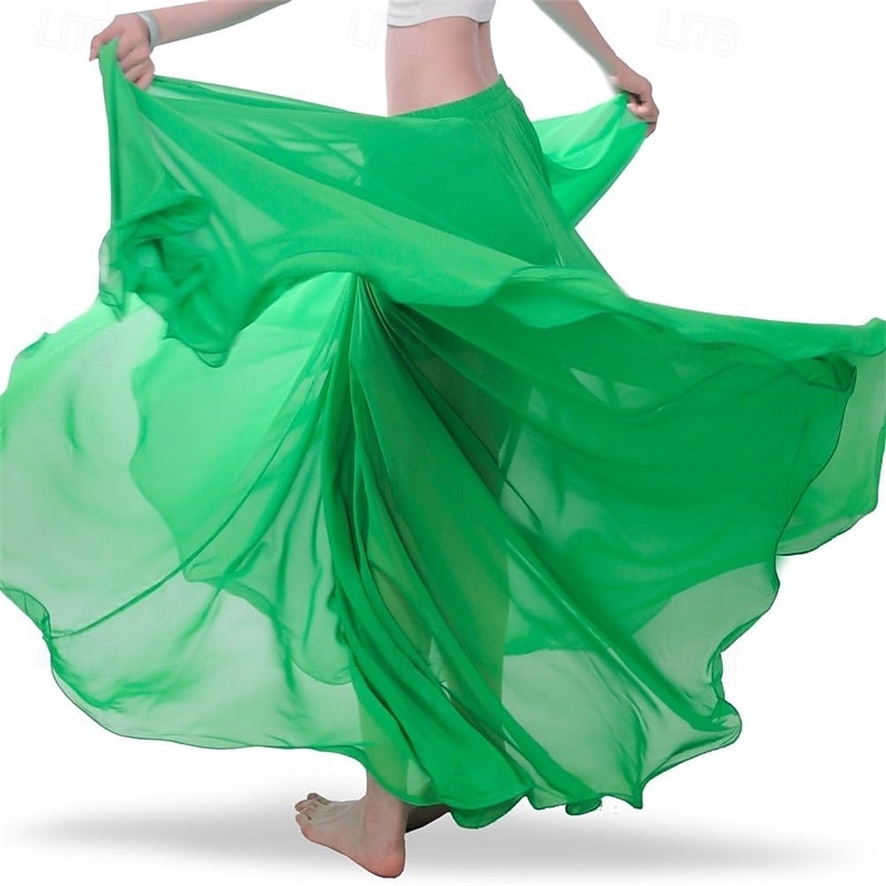 Chiffon Belly Dance Skirt for Women Belly Dancing Costume Outfit Tribal Maxi Full Skirts Solid Color Skirt Voile 2026 - $49.99 –P17