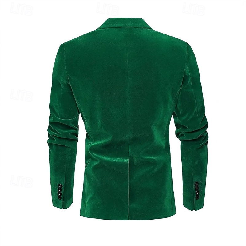 Pánské Sametové blejzry Blejzr Obchod Koktejlový večírek Svatebnívečírek Módní Na běžné nošení Jaro Podzim Polyester Pevná barva Kapsy Knoflíky Pohodlné Jednořadé Blejzr Rubínově červená Trávov 2025 - $58.99 –P7