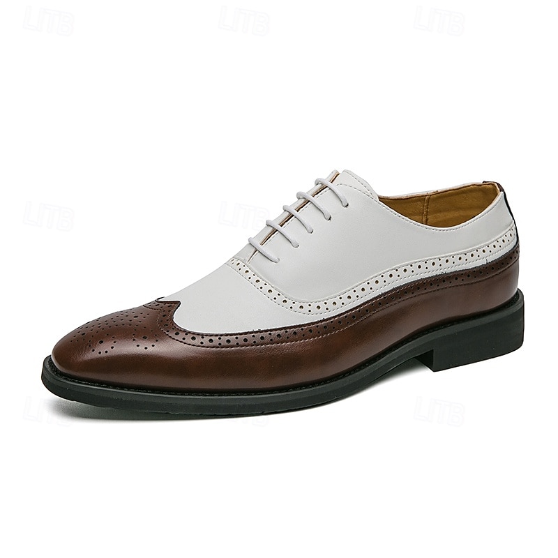 Men's Classic Wingtip Brogue Oxford Shoes – Two-Tone Formal Dress Shoes with Perforated Detailing for Business and Wedding Attire 2025 - $46.99 –P1