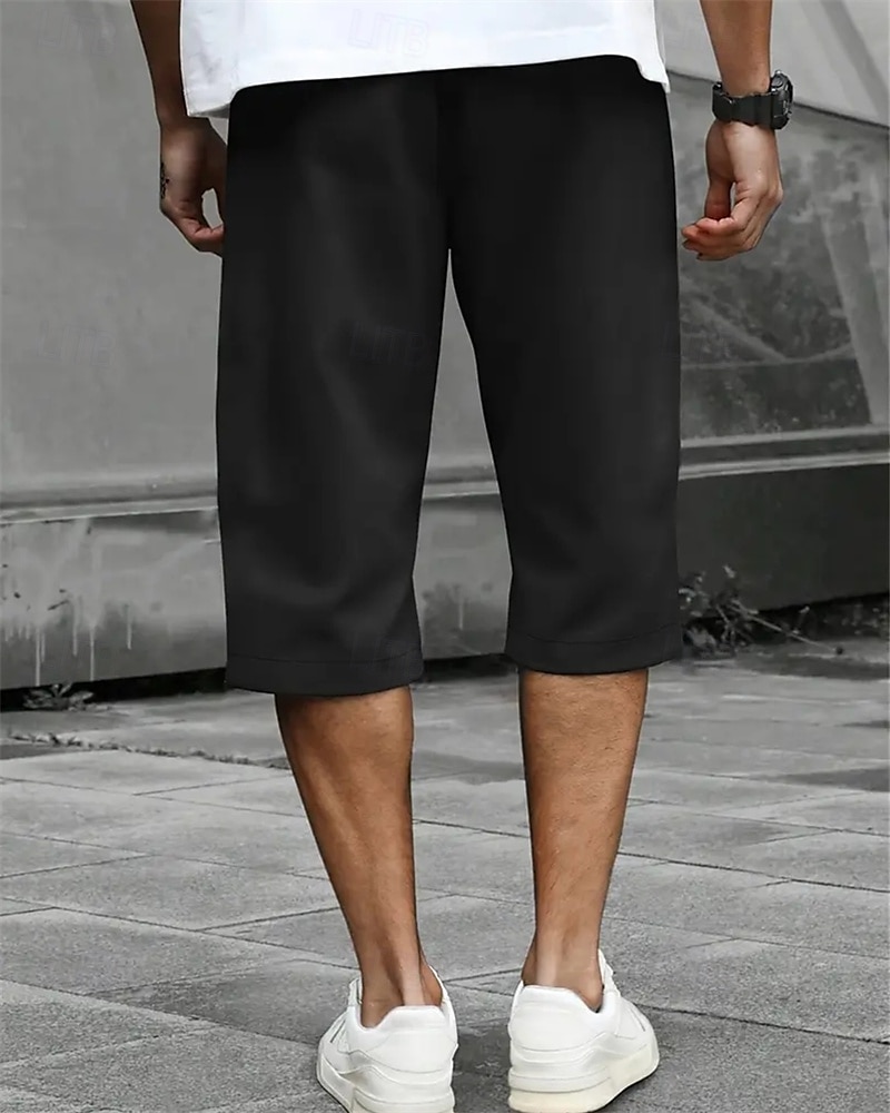 Voor heren Zomer korte broeken Caprishorts Casual korte broek Zak Trekkoord Elastische taille Effen Comfort Ademend Kuitlengte Buiten Vakantie Sport Casual Zwart Leger Groen 2026 - $18.99 –P4
