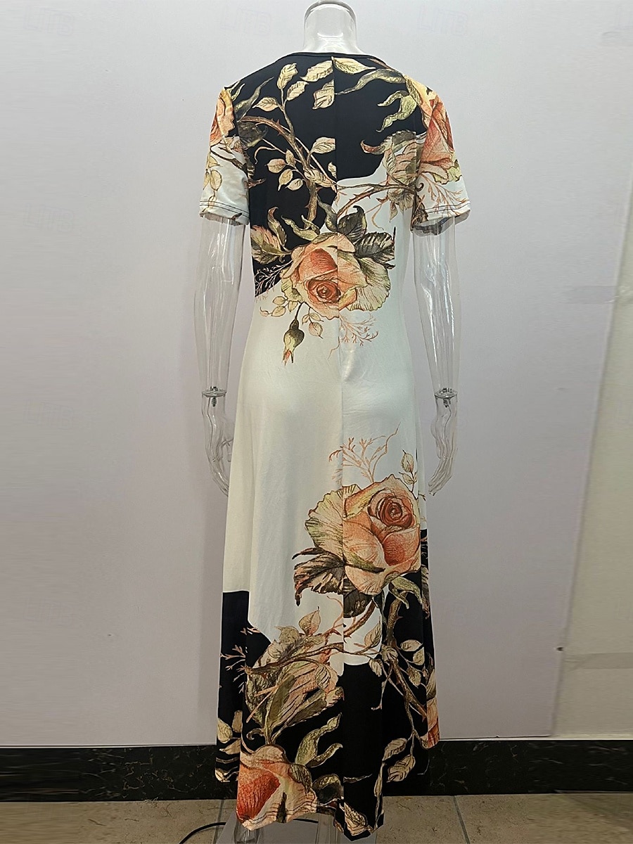 Damskie Sukienka midi Sukienka t-shirtowa Sukienka trapezowa Letnie sukienki Sukienka rozkloszowana i dopasowana Codzienny Urlop Codzienny Regularny Kwiaty Graficzny Krótki rękaw W serek Żółty 2025 - $24.99 –P3