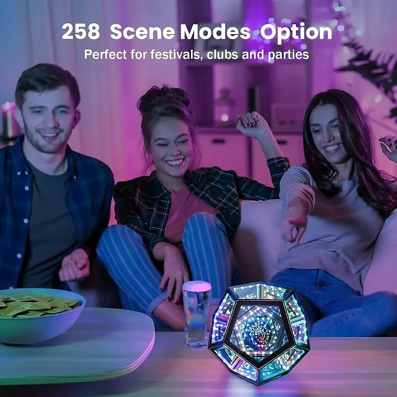 Vibrant Infinity Dodecahedron Neon Sign - USB Powered Multi-Color Illumination Durable Plastic Tabletop Ambient Light - Perfect for Party Decor Celebration Birthday Xmas Wedding Unique Gift Led 2025 - $65.99 –P6