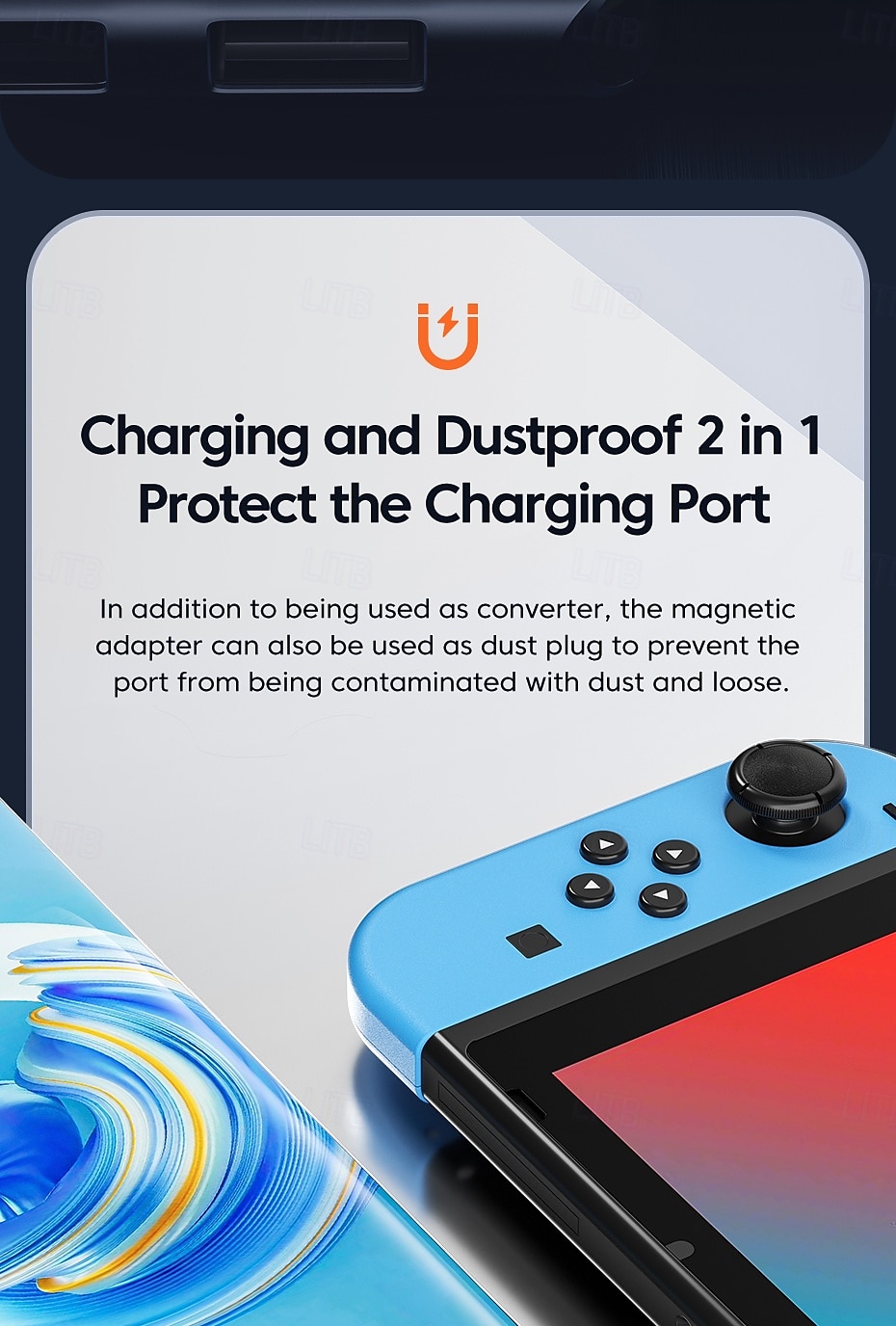 Toocki 100W USB-C To Type-C Magnetic Adapter 2 in 1 PD Fast Charging Type-C Connector Data Sync 90 Degree USB-C Magnet Converter 2025 - $17.99 –P7