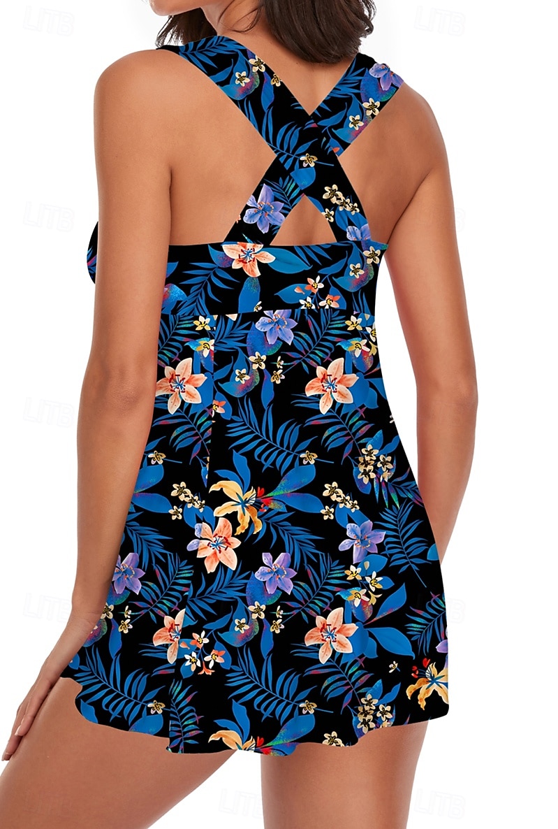 Dame Badetøy Tankini Badedrakt Ferie Vakker Blomsternål i krystall Blader Ermeløs Badedrakter 2025 - $26.99 –P3